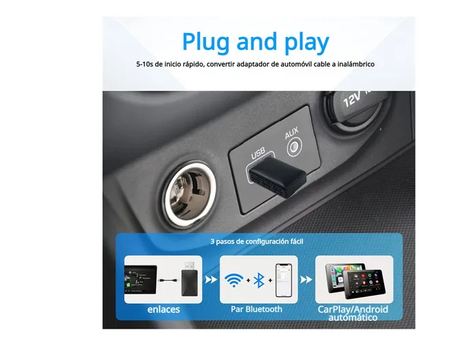 Foto 4 pulgar | Adaptador Car Play Inalámbrico Y Android Auto Converter 2en1