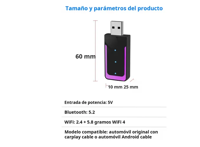Foto 4 pulgar | Adaptador Carplay Android Auto Inalámbrico 2 En 1 Para Apple