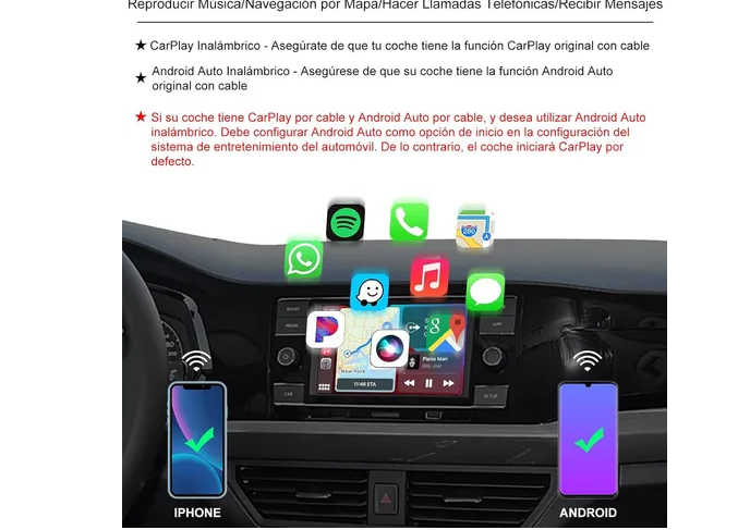 Foto 3 pulgar | 2en1 Carplay Adaptador Inalámbrico Auto Para Android Iphone