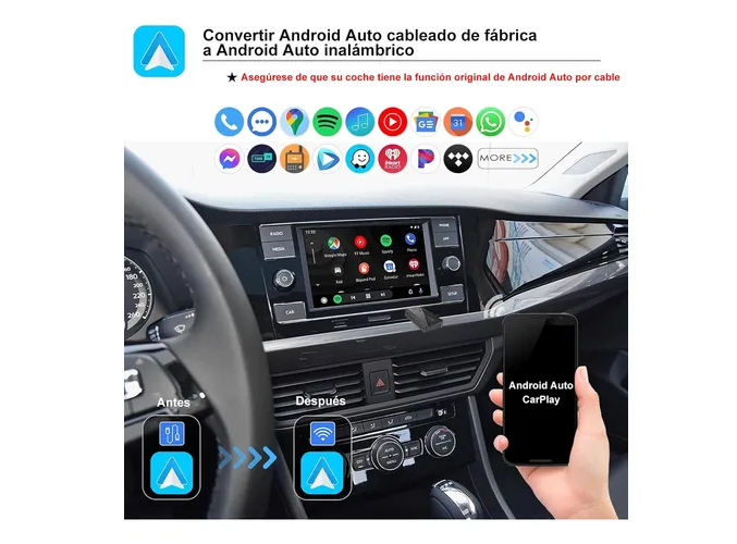 Foto 4 pulgar | 2en1 Carplay Adaptador Inalámbrico Auto Para Android Iphone