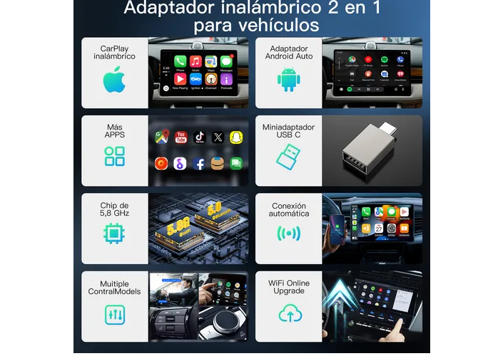 Foto 4 pulgar | Car Play Adaptador Inalámbrico Para Auto Para Apple Android