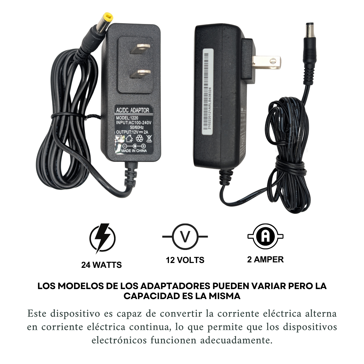 Foto 3 pulgar | Adaptador Eliminador Fuente Cargador Conector 12v 2a Amperes 24w De Potencia Cable Largo Conexión 110v Ac Ideal
