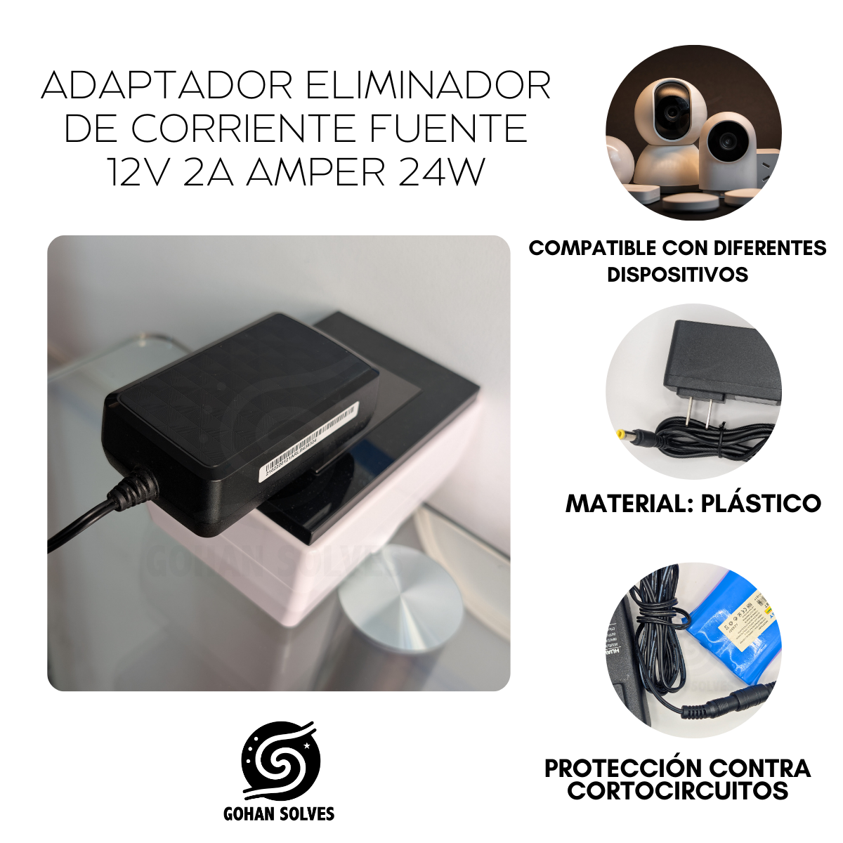 Foto 5 pulgar | Adaptador Eliminador Fuente Cargador Conector 12v 2a Amperes 24w De Potencia Cable Largo Conexión 110v Ac Ideal