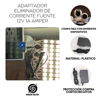 Foto 4 | Adaptador Eliminador Fuente Cargador Conector 12v 1a Amperes 12w De Potencia Cable Largo Conexión 110v Ac Ideal