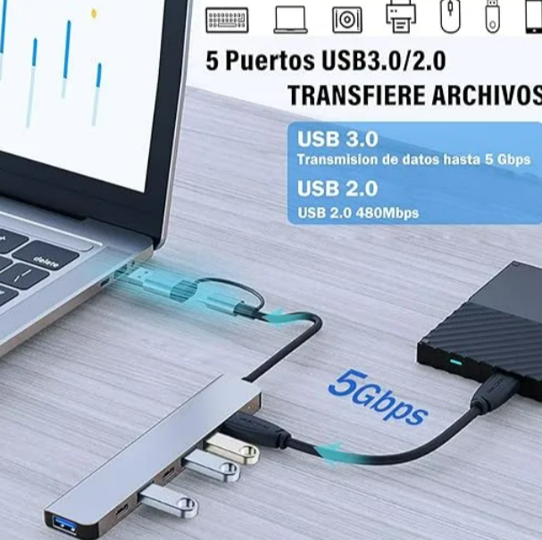 Foto 4 pulgar | Xtellar 7 En 2 Adaptador Multipuerto Tipo C - Convierte Tu Macbook O Ipad En Una Estación De Trabajo Potente E Inteli