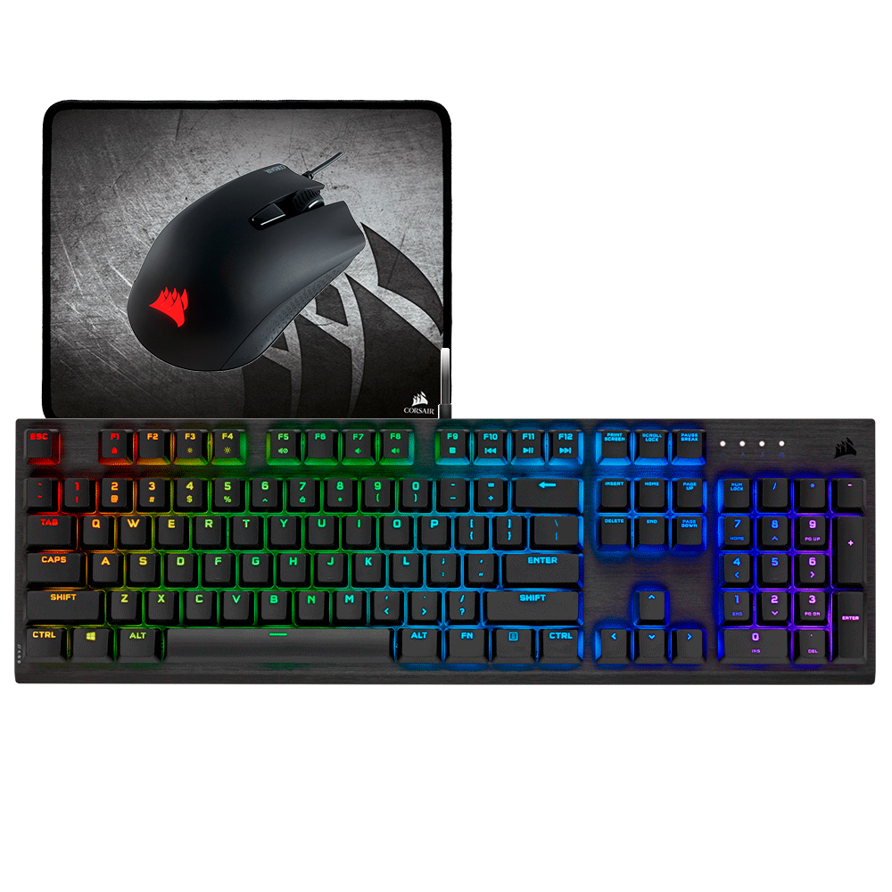 Foto 4 pulgar | Kit 3 en 1 Mouse Harpoon RGB Pro + Teclado K60 RGB Pro + Tapete Para Mouse MM300 Corsair color Negro