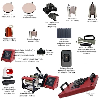 Foto 2 | Kit Ev Technologies Plancha Sublimación Roja con Impresora más 150 Artículos
