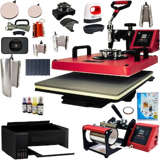 Foto 1 | Kit Ev Technologies Plancha Sublimación Roja con Impresora más 150 Artículos