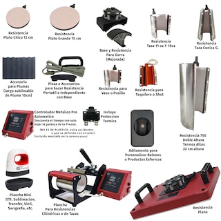 Foto 2 | Kit Ev Technologies Plancha Sublimación Roja con Impresora más 150 Artículos