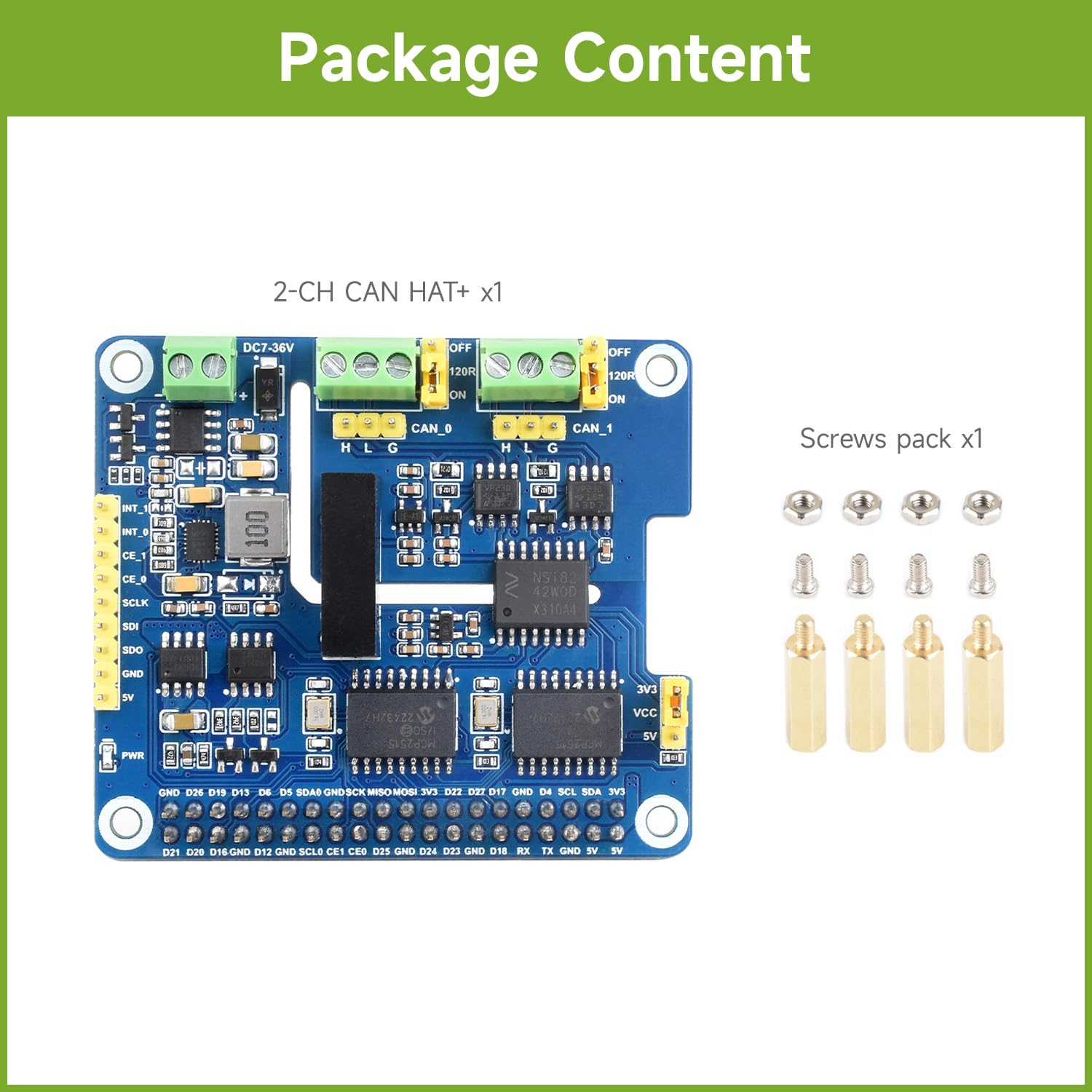 Foto 3 pulgar | Expansión De Bus Can Hat Waveshare De 2 Canales Para Raspberry Pi - Venta Internacional.