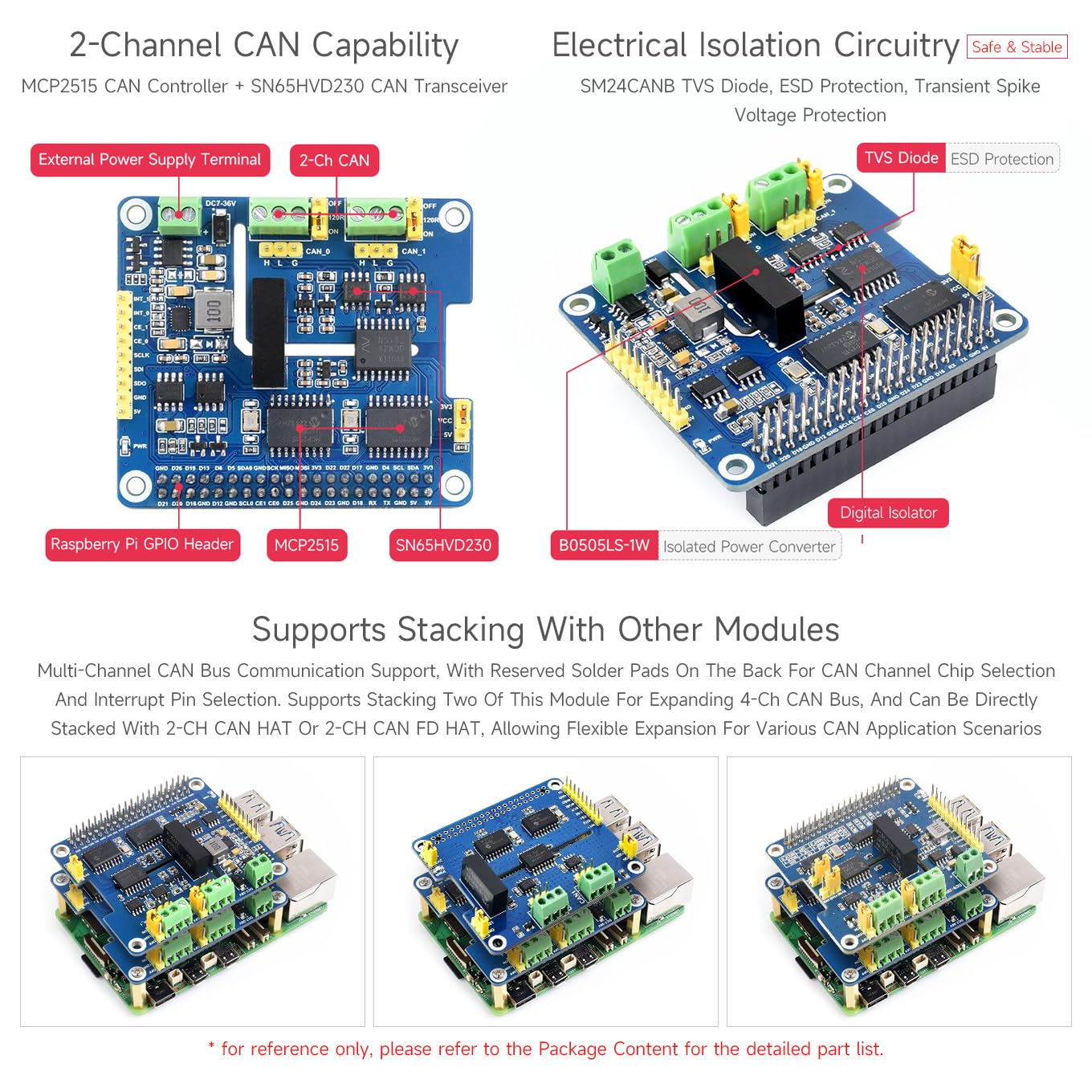 Foto 7 | Expansión De Bus Can Hat Waveshare De 2 Canales Para Raspberry Pi - Venta Internacional.