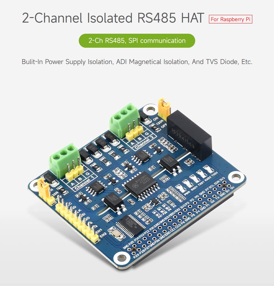 Foto 4 pulgar | Expansion Hat Waveshare Rs485 Aislado De 2 Canales Para Raspberry Pi - Venta Internacional.