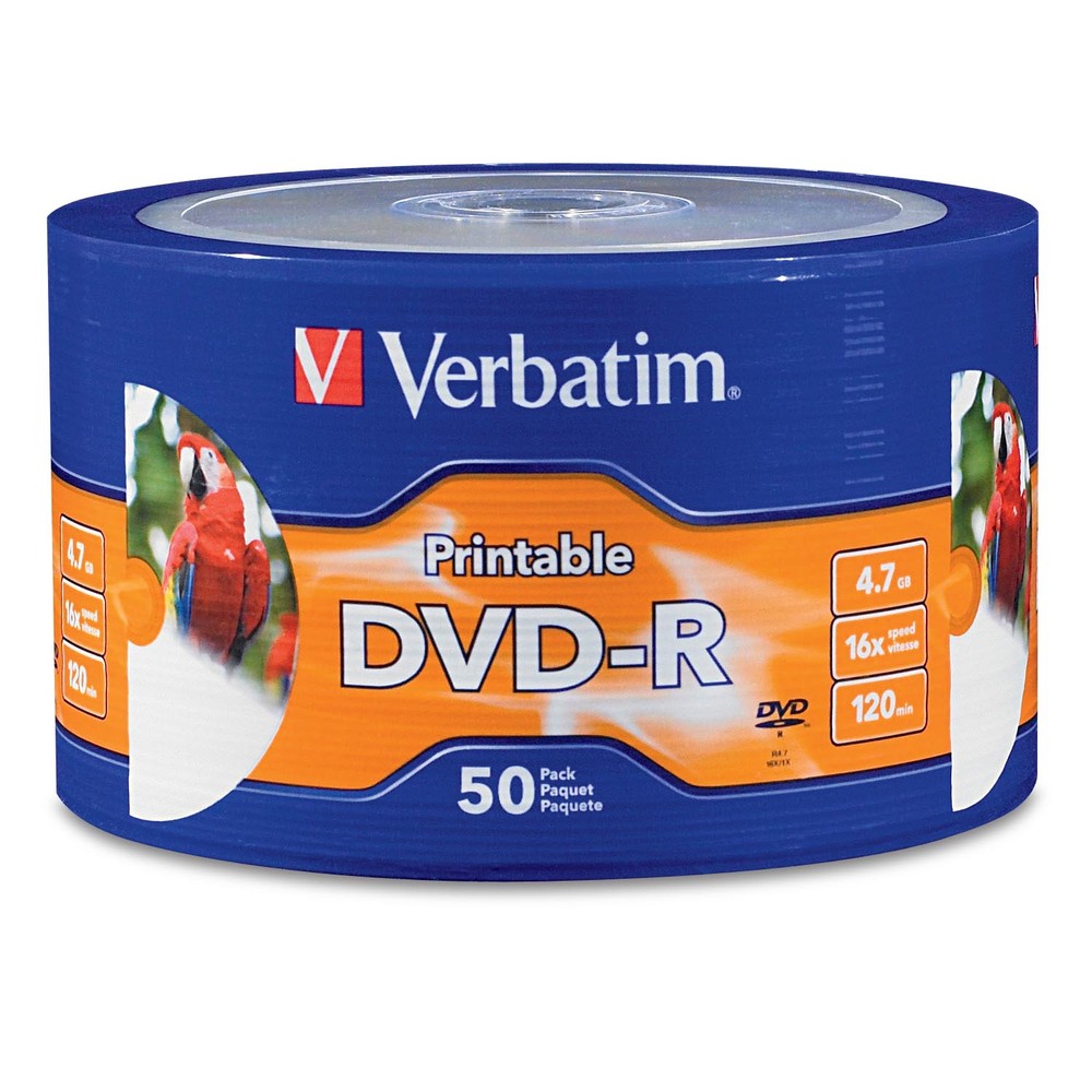 Foto 1 | Paquete de 50 Discos Dvd-r Verbatim 97167 Imprimibles Grabación 120 min color Blanco