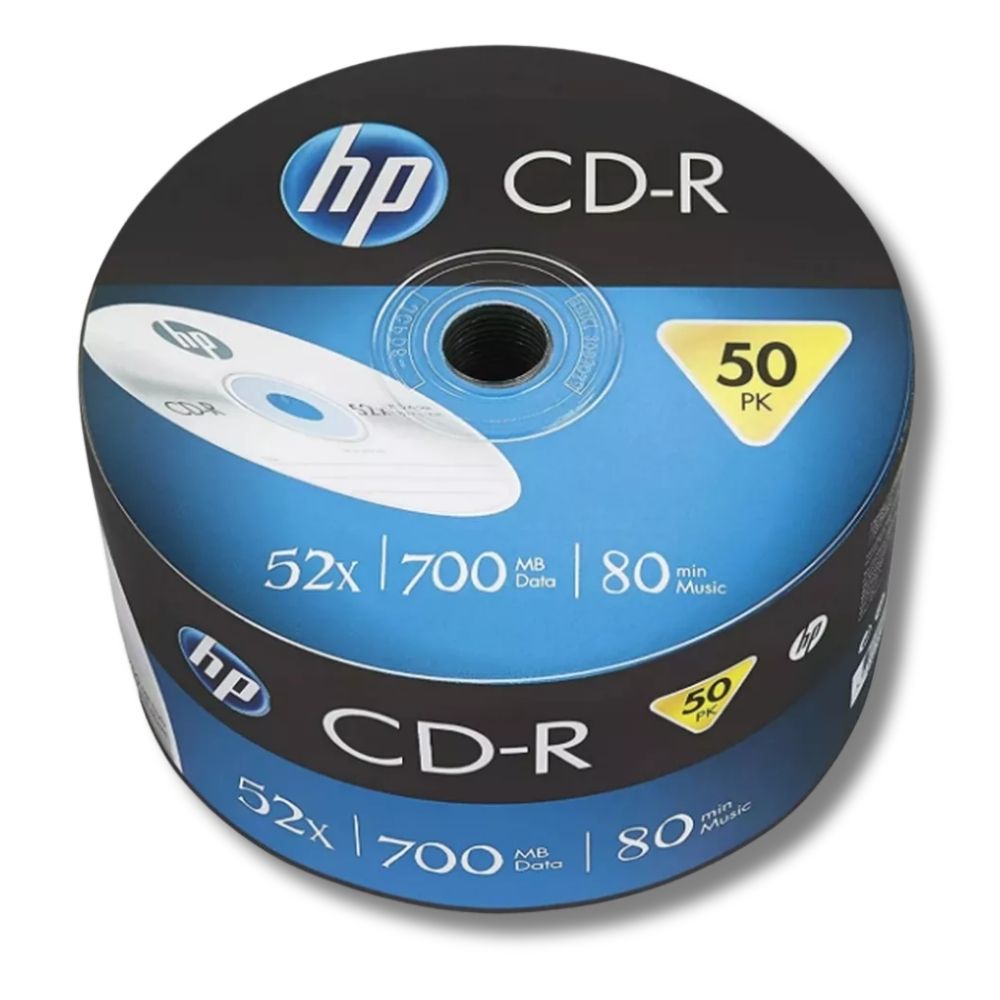 Pack de 50 discos HP CD-R de 700mb y 52x de Velocidad de Grabación