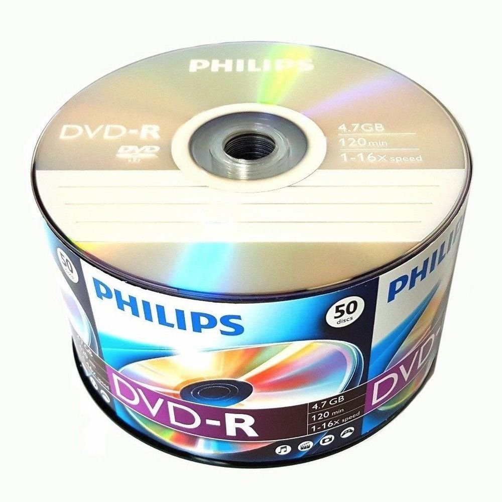 Foto 2 pulgar | Disco Dvd-r Philips 16x, 4,7 Gb, 120 Minutos, Grabable, 50 Unidades - Venta Internacional.