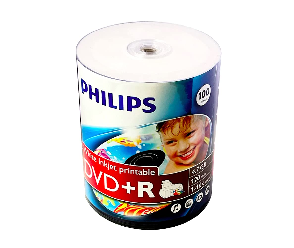 Foto 3 pulgar | Discos Dvd+r Philips White Inkjet Hub Imprimibles 4,7 Gb X100 - Venta Internacional.