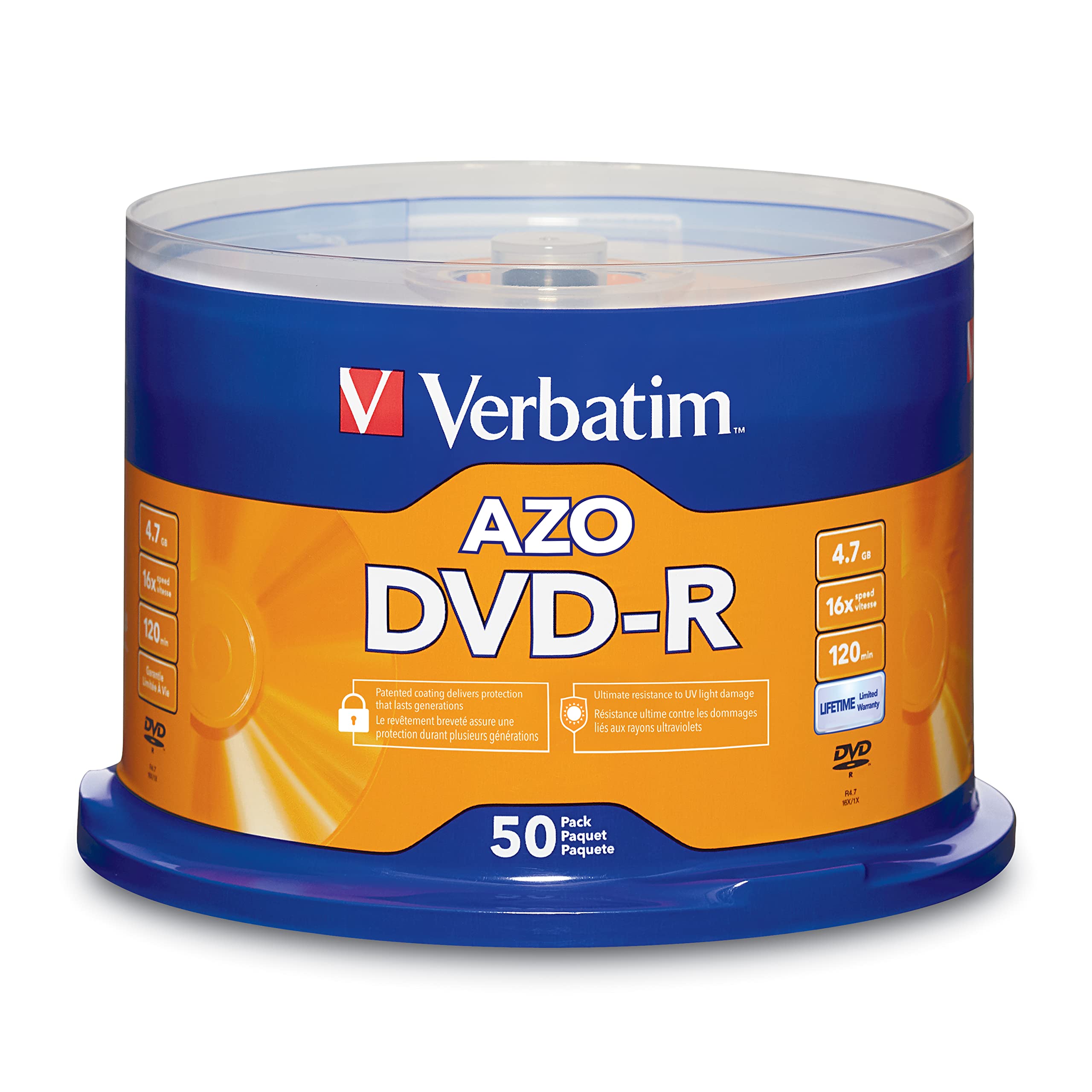 Foto 2 pulgar | Discos Dvd-r En Blanco Verbatim Azo Dye, 4,7 Gb, 16x, Paquete De 50 - Venta Internacional.