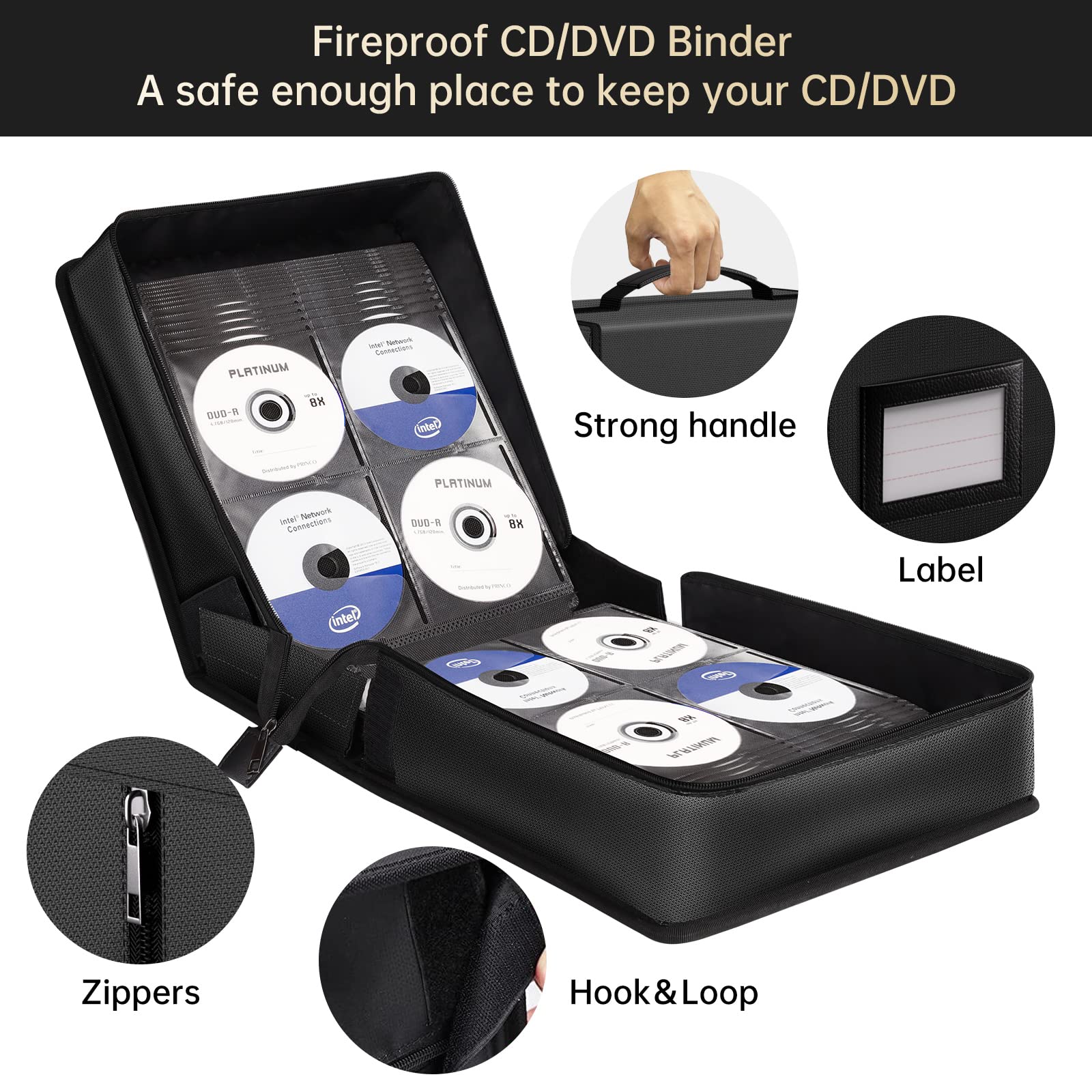 Foto 4 | Funda Para Cd Engpow Fireproof, Con Capacidad Para 400 Unidades, Negra - Venta Internacional.