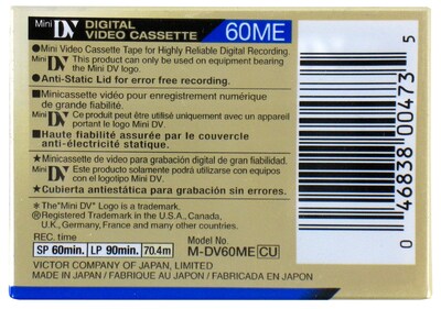 Foto 2 | Cinta De Vídeo Digital Mini Dv Jvc M-dv60me, 90 Minutos, Paquete De 3 - Venta Internacional.