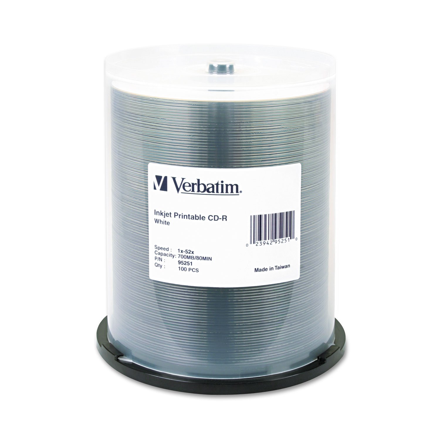 Foto 1 | Cd-r Verbatim 700 Mb 52x Blanco Imprimible Por Inyección De Tinta  100 Discos - Venta Internacional.