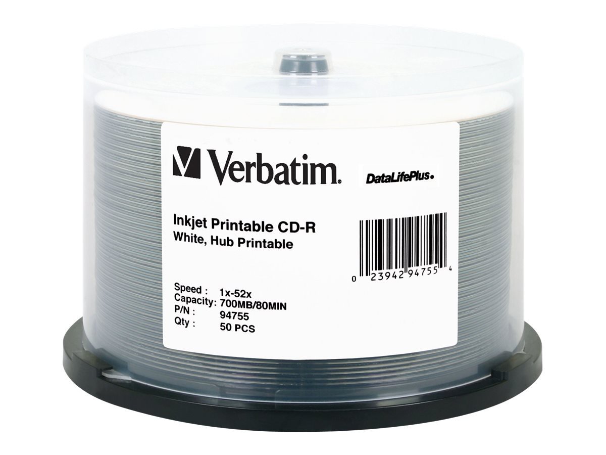Foto 2 pulgar | Cd-r Verbatim 700mb 52x Datalifeplus Blanco Imprimible Por Inyección De Tinta - Venta Internacional.