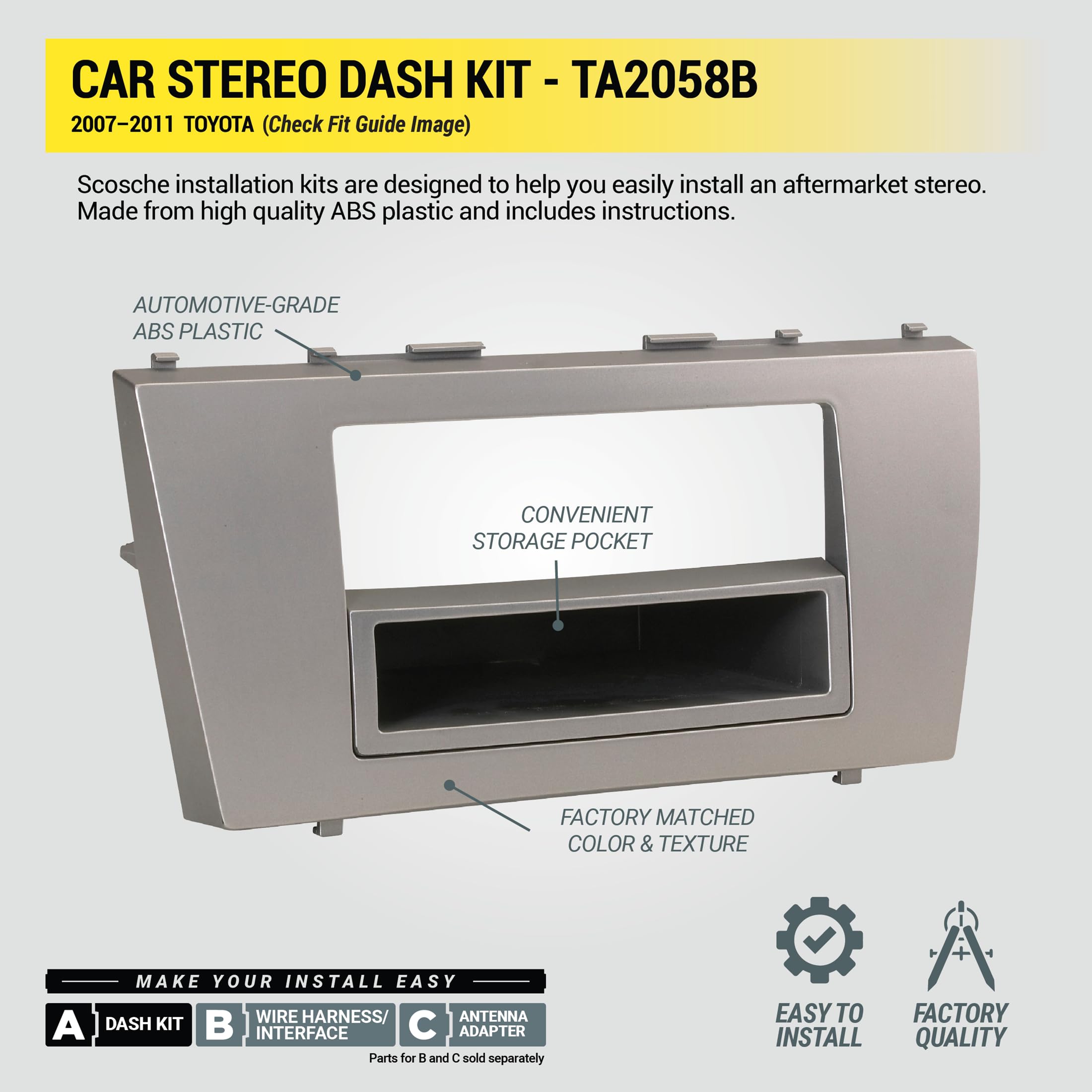 Foto 7 pulgar | Kit De Salpicadero De Instalación Estéreo De Coche Scosche Ta2058b Para Toyota Camry 2007-2011 - Venta Internacional.