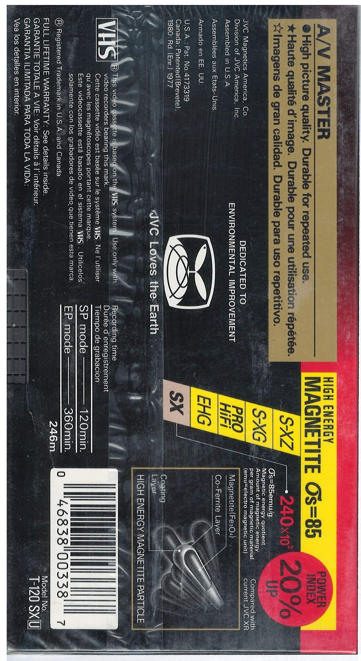 Foto 2 | Cinta De Vídeo Vhs Jvc T120du  Grado Estándar  120 Minutos - Venta Internacional.
