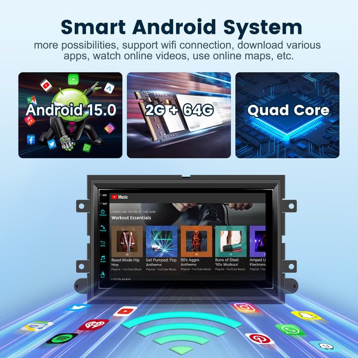Foto 4 | Radio De Coche Podofo De 2 Gb+64 Gb Con Carplay Inalámbrico Android Auto - Venta Internacional.