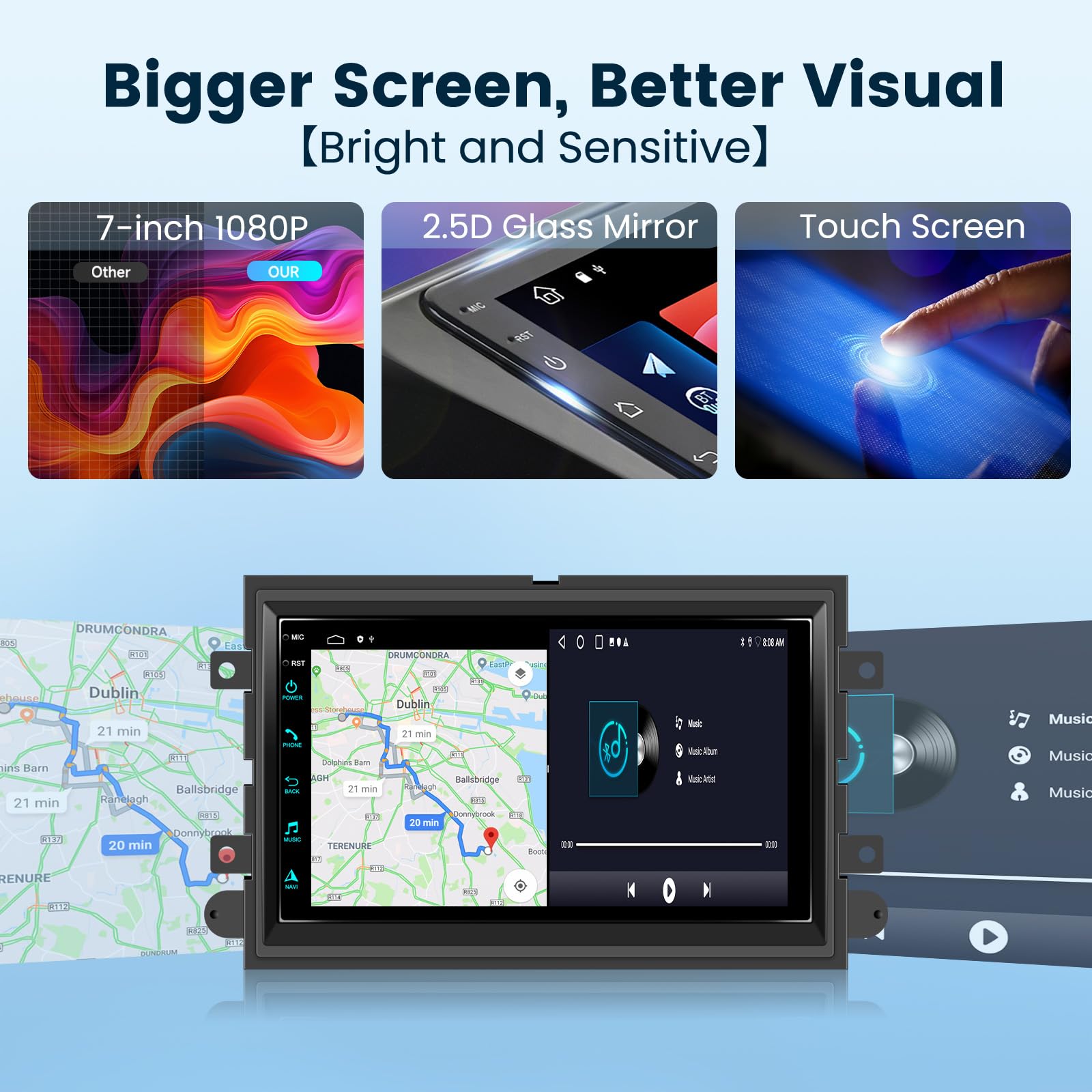 Foto 6 | Radio De Coche Podofo De 2 Gb+64 Gb Con Carplay Inalámbrico Android Auto - Venta Internacional.