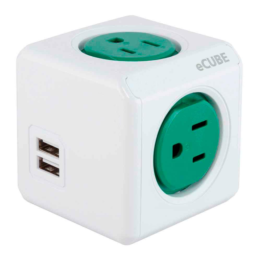 Foto 2 pulgar | Multicontacto y Supresor de Picos Ecube 2 Puertos Usb IUSA 619055 color Blanco con Verde