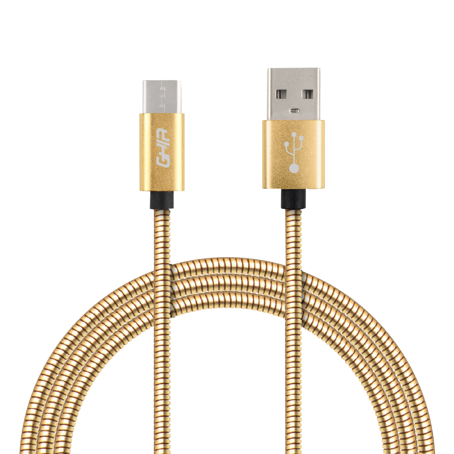 Foto 2 pulgar | Cable Micro USB Forro Metálico Ghia 1.0 Mts USB 2.1 color Dorado