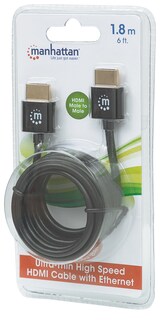 Foto 3 | Cable HDMI Superdelgado Manhattan 394369 color Negro de Alta Velocidad con Ethernet 1.8 m