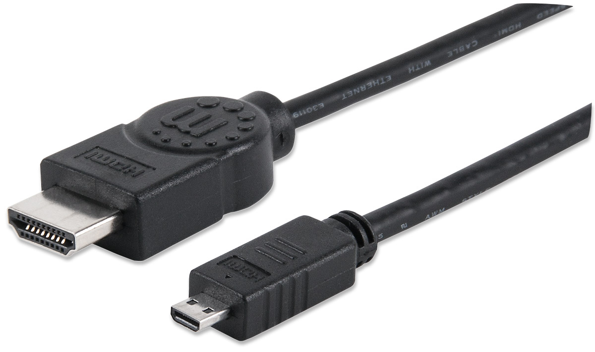 Cable HDMI a Micro HDMI de Alta Velocidad Manhattan 324427 color Negro con Canal Ethernet 2 m