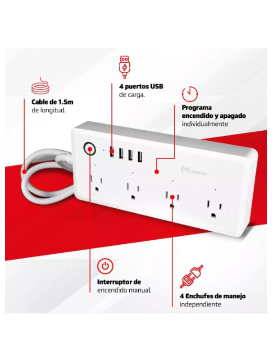 Foto 4 pulgar | Barra Multi Contacto Inteligente Controlable Por Wi-fi Iot-powstrip