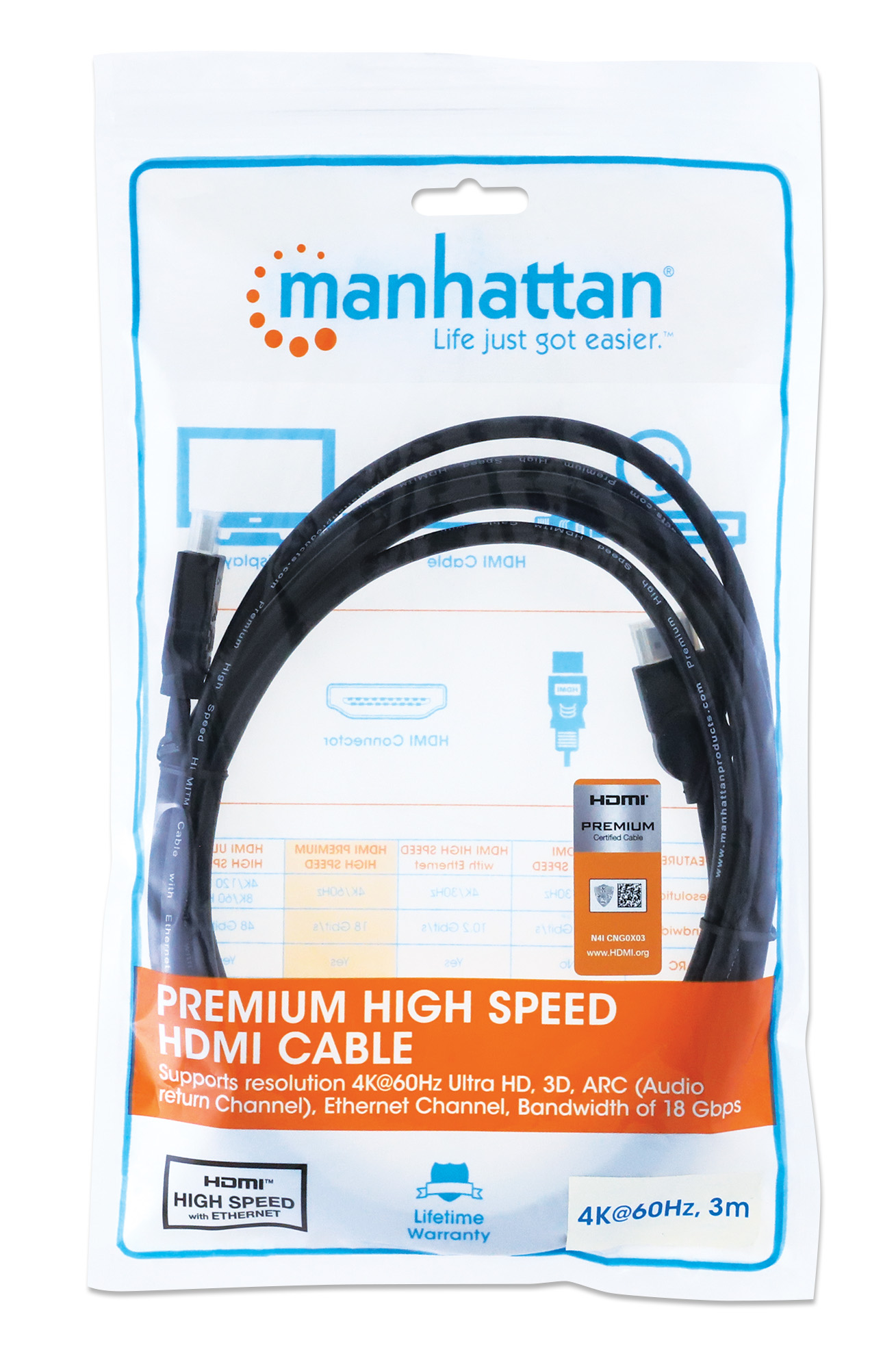 Foto 5 pulgar | Cable HDMI Manhattan 355353 color Negro Alta Velocidad 3 m