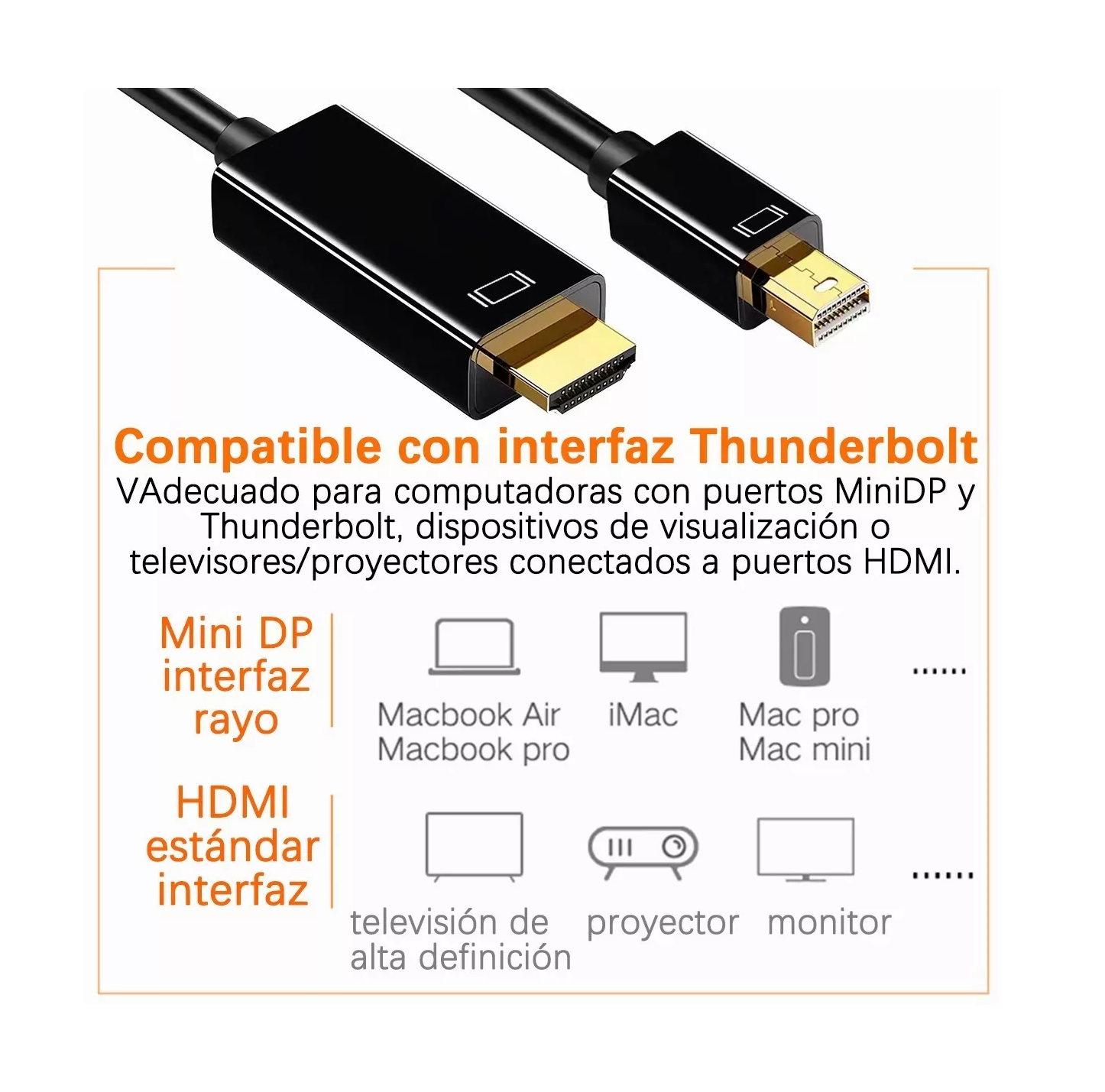 Foto 4 pulgar | Cable Lab.G Displayport a Hdmi Negro