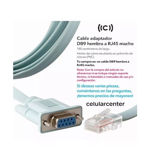 Foto 3 | Cable Consola Cisco Rj45 A Db9 Rs232 Adaptador Azul Claro