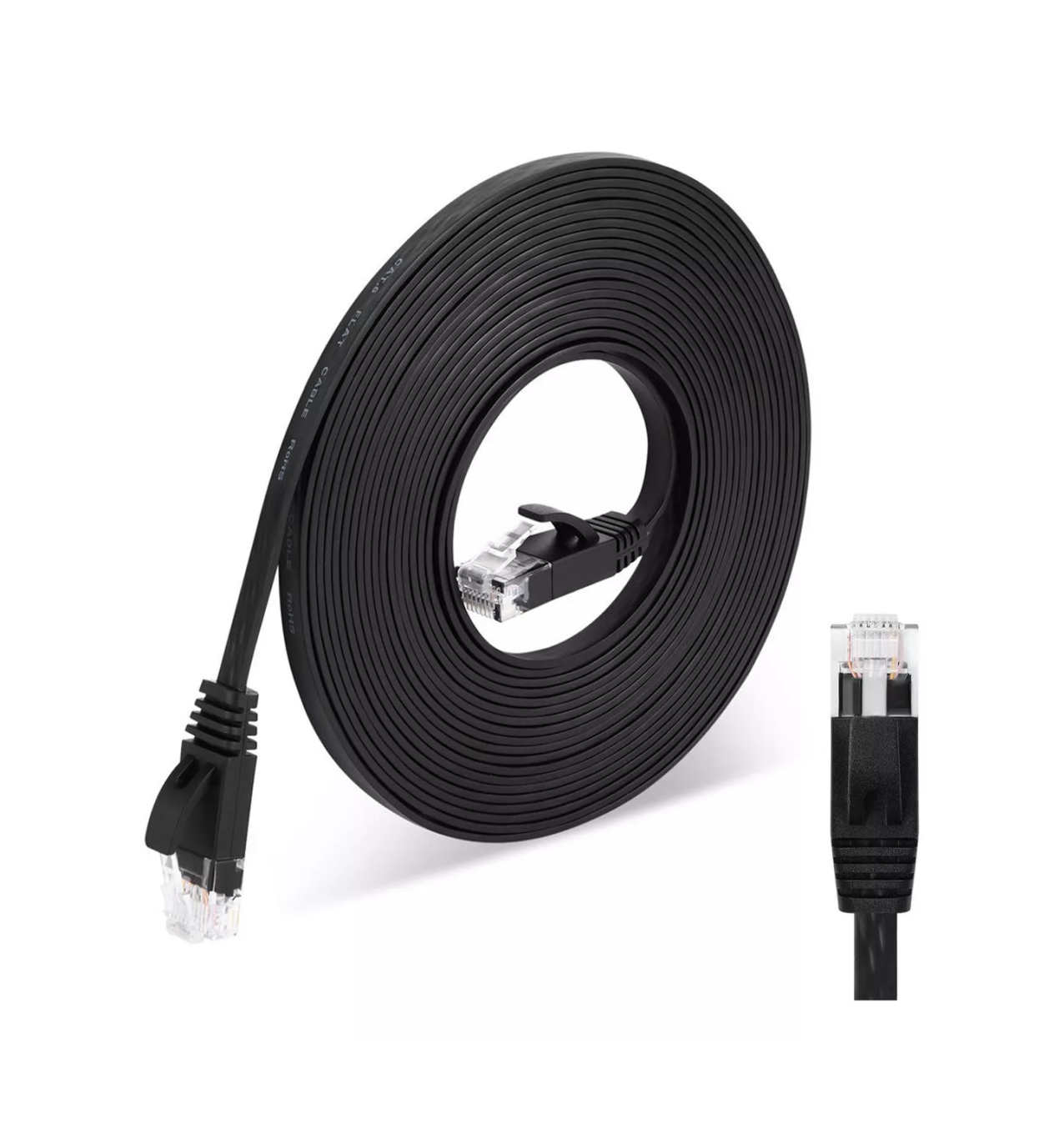 Cable de Red Plano Categoría 6 Cat6 Rj45 30m Ethernet Negro