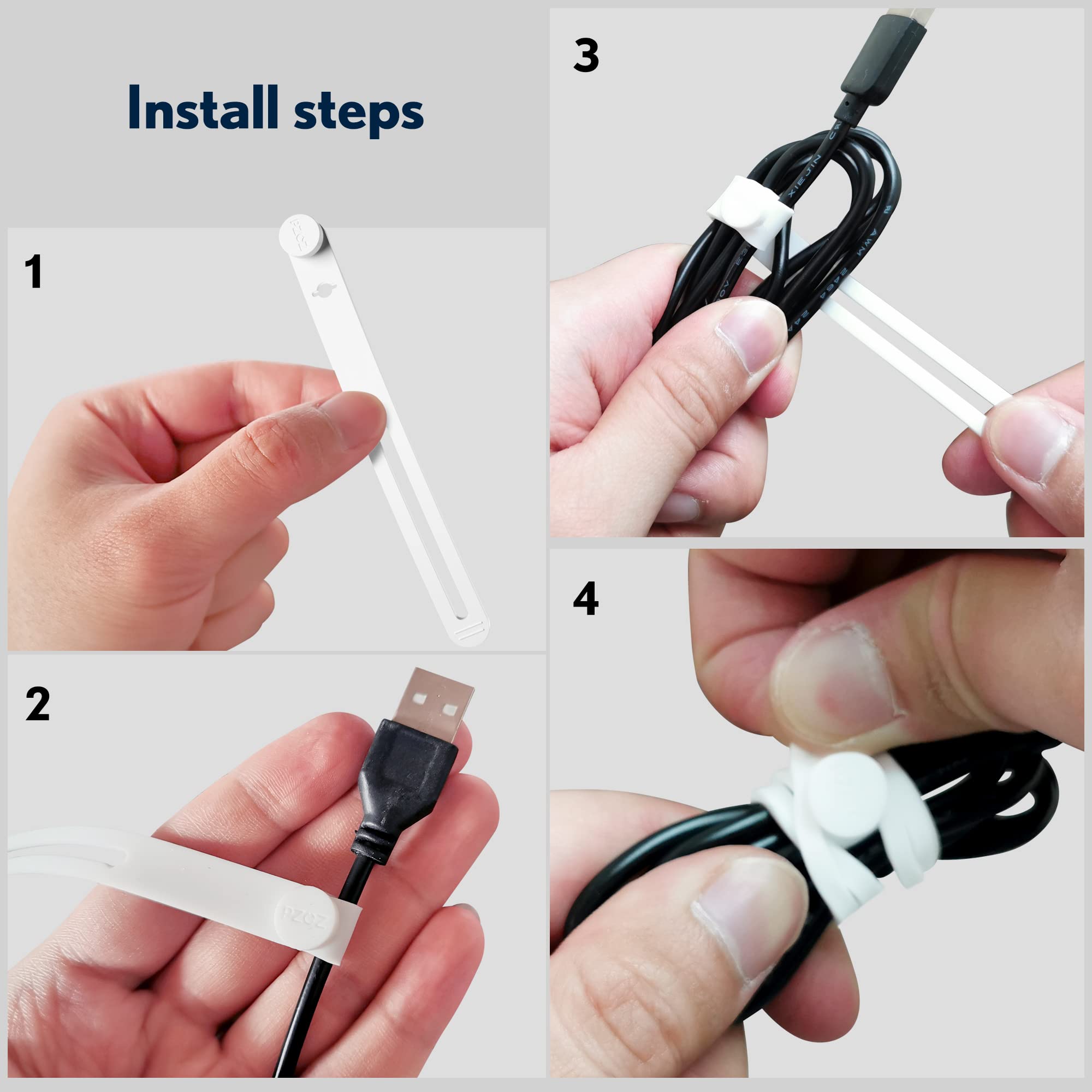 Foto 4 pulgar | Organizador De Cables De Silicona Reutilizable Pzoz Para Bridas De Cables (10 Unidades) - Venta Internacional.