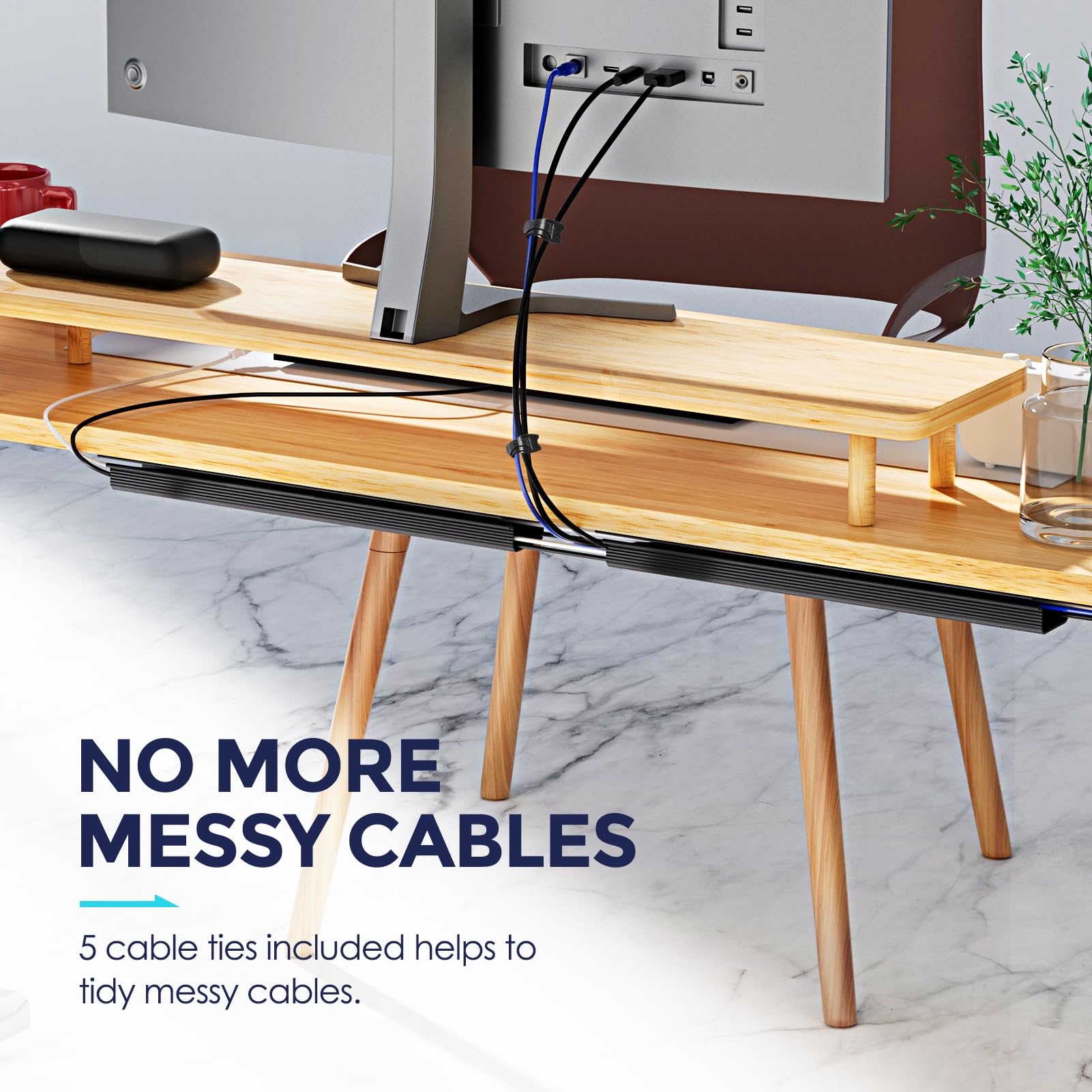 Foto 4 | Organizador De Cables Delamu Safe & Tidy Para El Hogar Y La Oficina, 40 Cm X 2 - Venta Internacional.