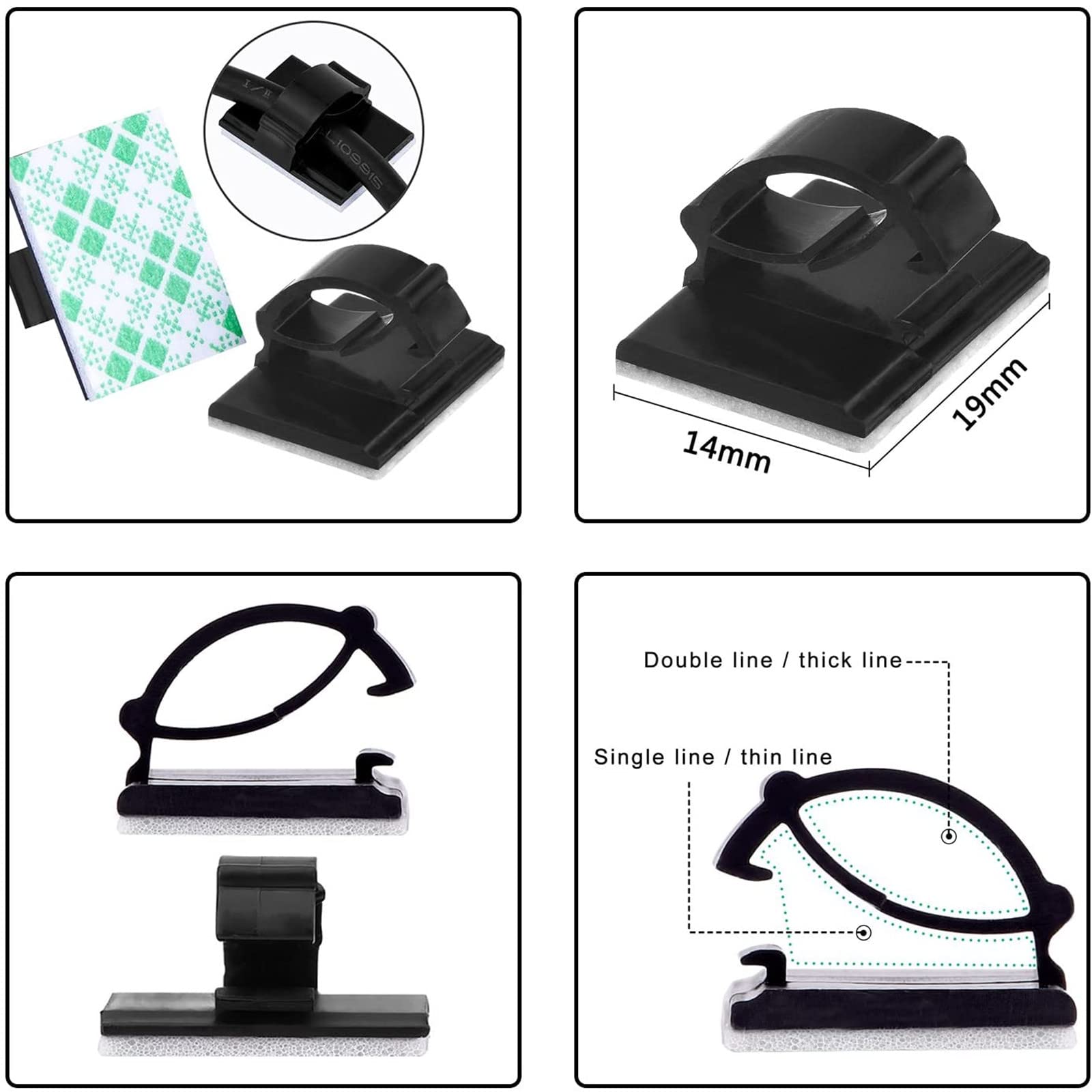 Foto 3 pulgar | Clips Para Cables, Adhesivo Eboot, Gestión De Cables, 100 Unidades - Venta Internacional.