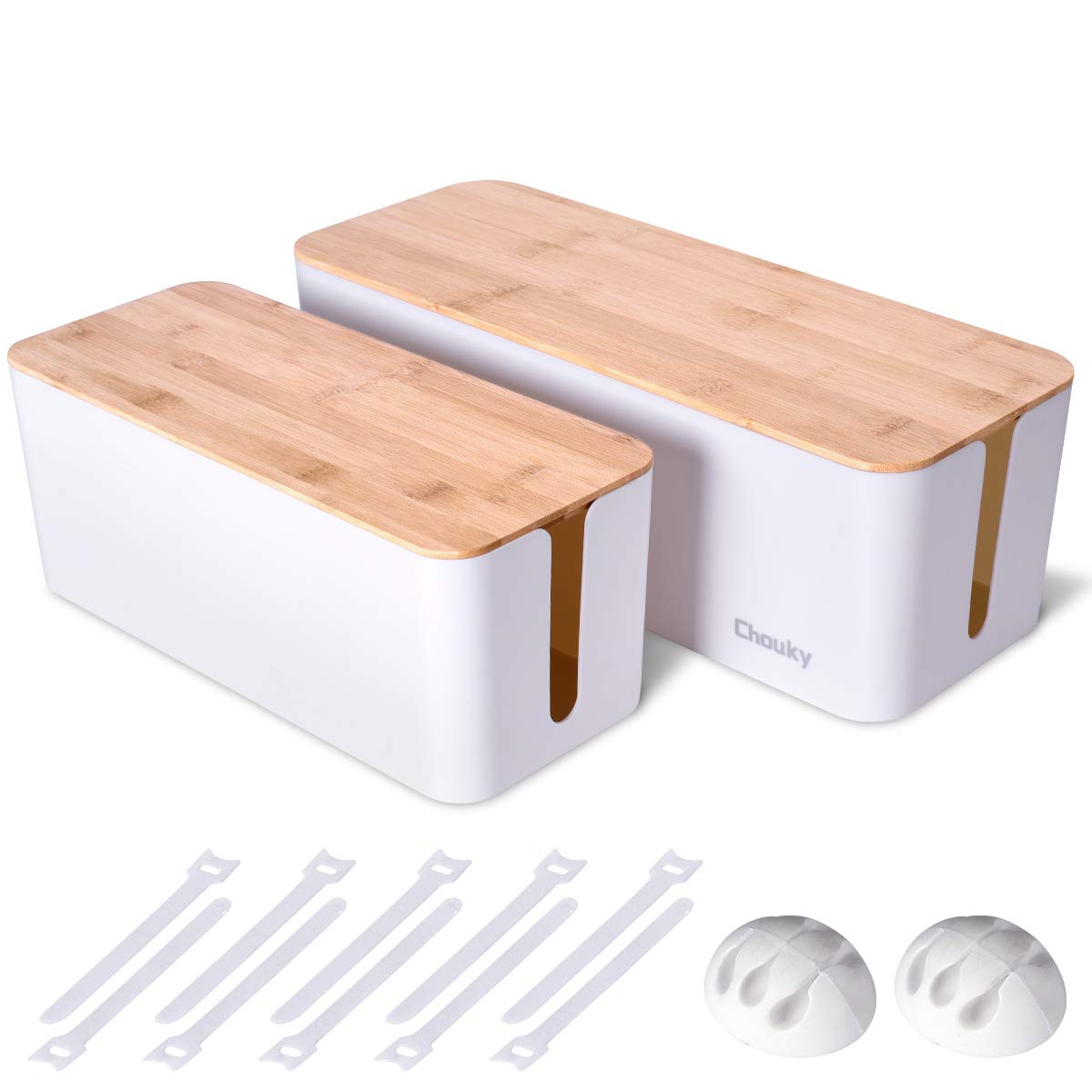 Caja de Gestión de Cables Chouky Blancos Estilo Madera 2 Unidades - Venta Internacional