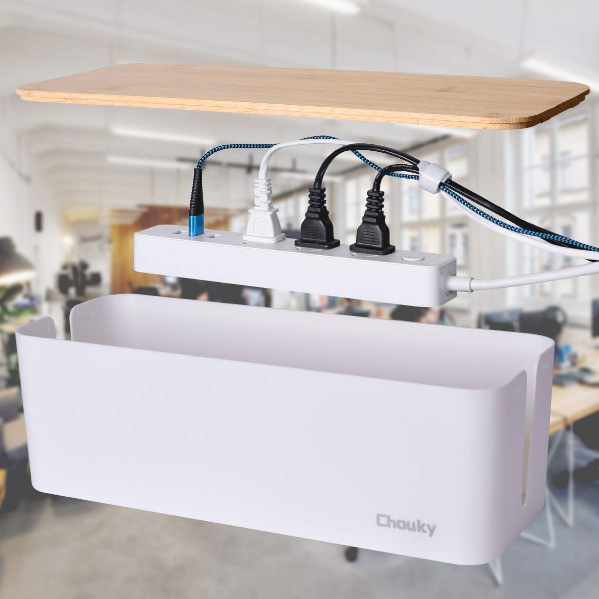Foto 2 | Caja de Gestión de Cables Chouky Estilo Madera 2 Unidades Blanco - Venta Internacional
