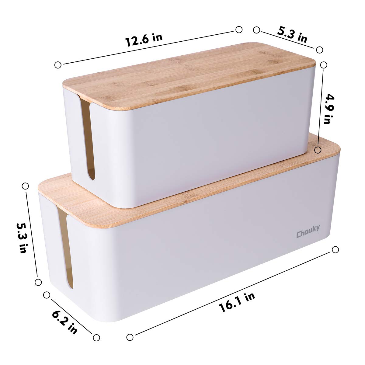 Foto 4 pulgar | Caja de Gestión de Cables Chouky Estilo Madera 2 Unidades Blanco - Venta Internacional