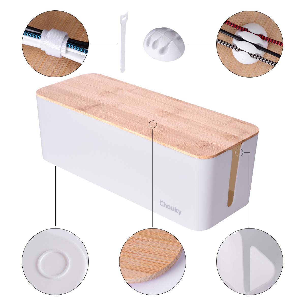 Foto 6 pulgar | Caja de Gestión de Cables Chouky Estilo Madera 2 Unidades Blanco - Venta Internacional