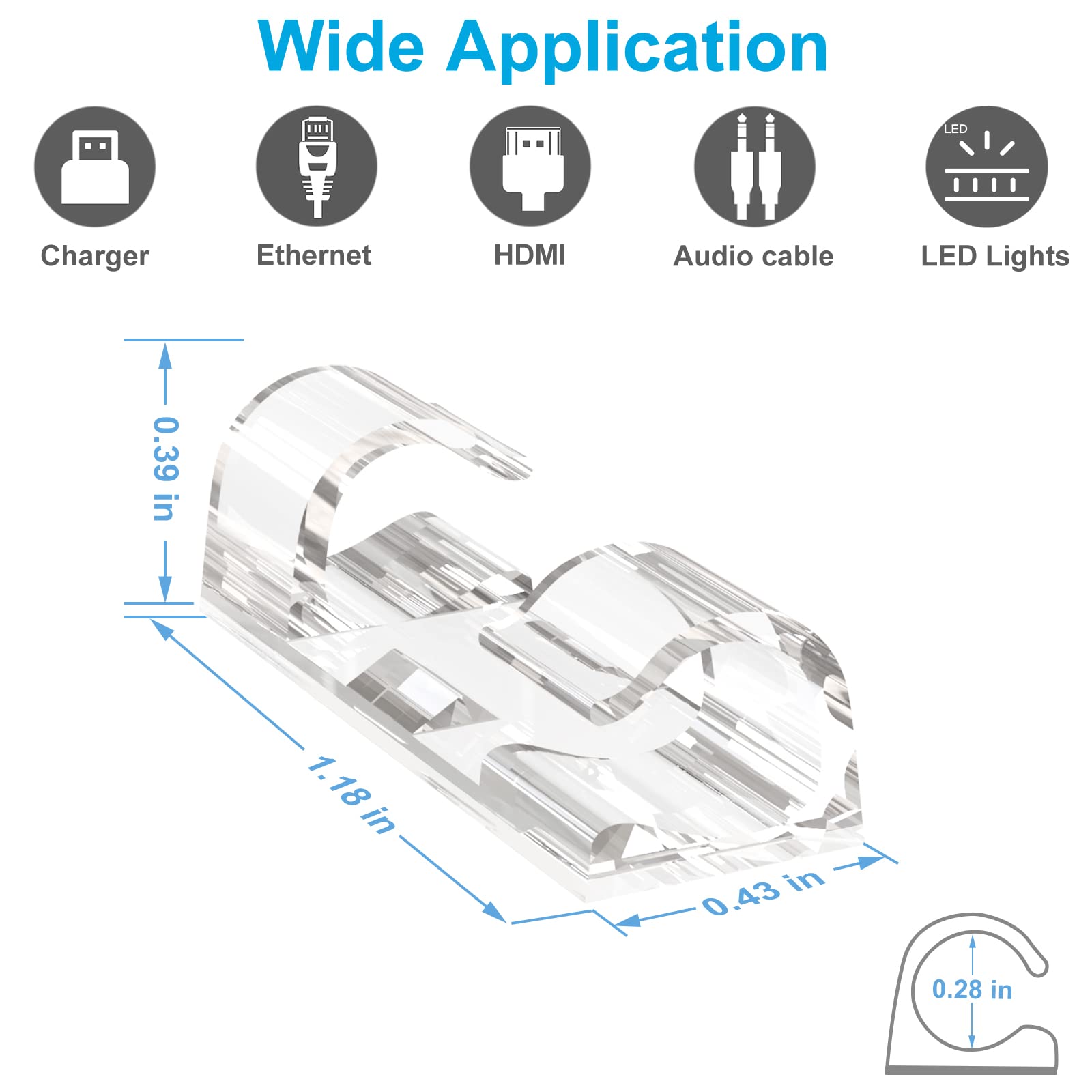 Foto 5 pulgar | Clips Adhesivos Para Cables Tidyhelper Clear (40 Unidades, M) Para Pared - Venta Internacional.