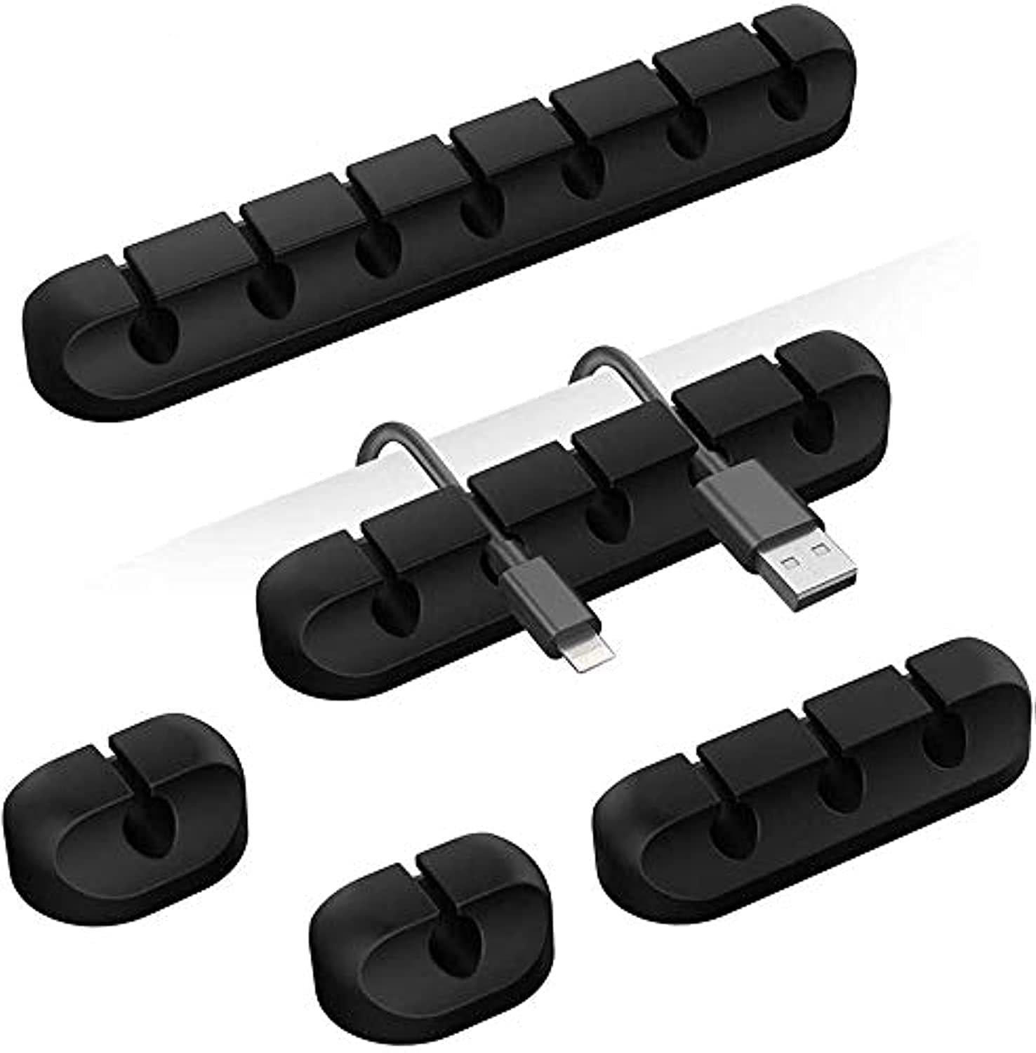 Clips Organizadores De Cables, Soporte Para Cables, 5 Paquetes, Autoadhesivos, Negros - Venta Internacional.