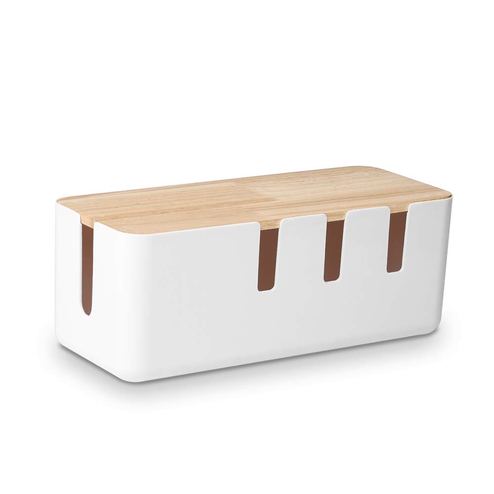 Caja De Gestión De Cables Baskiss Con Tapa De Madera De 30,5 X 12,5 X 11,5 Cm - Venta Internacional.