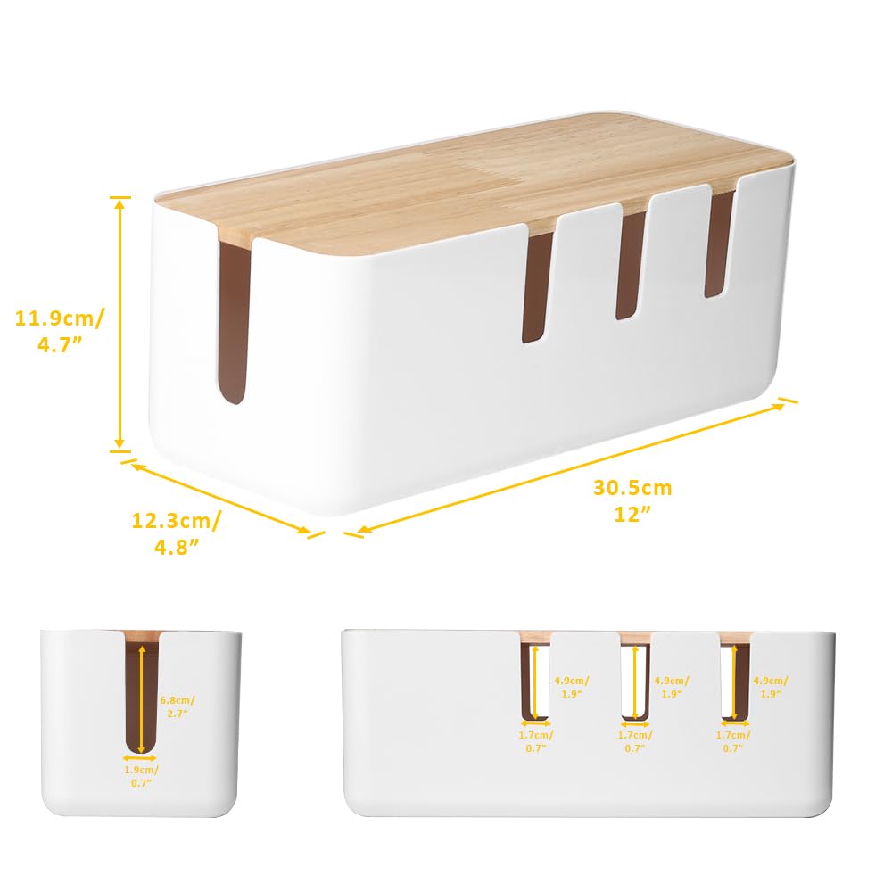 Foto 4 pulgar | Caja De Gestión De Cables Baskiss Con Tapa De Madera De 30,5 X 12,5 X 11,5 Cm - Venta Internacional.