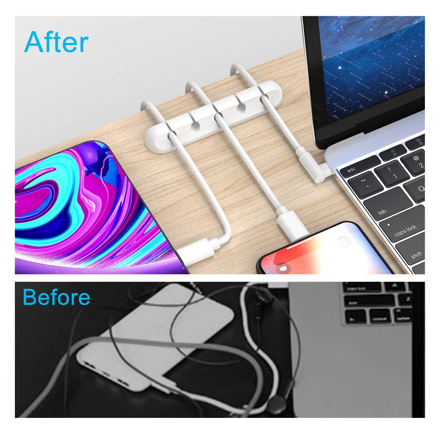 Foto 3 pulgar | Organizador De Cables Con Clips Para Cables, 2 Paquetes, Color Blanco - Venta Internacional.